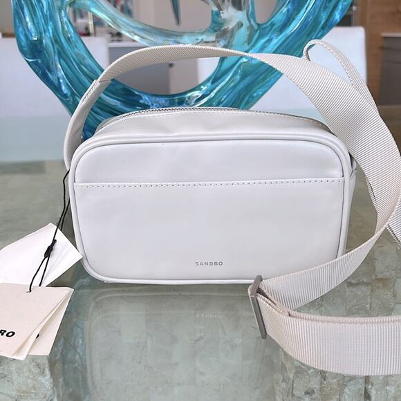 NWT $295 SANDRO mini zippered crossbody bag ecru (bone beige) - Picture 1 of 13
